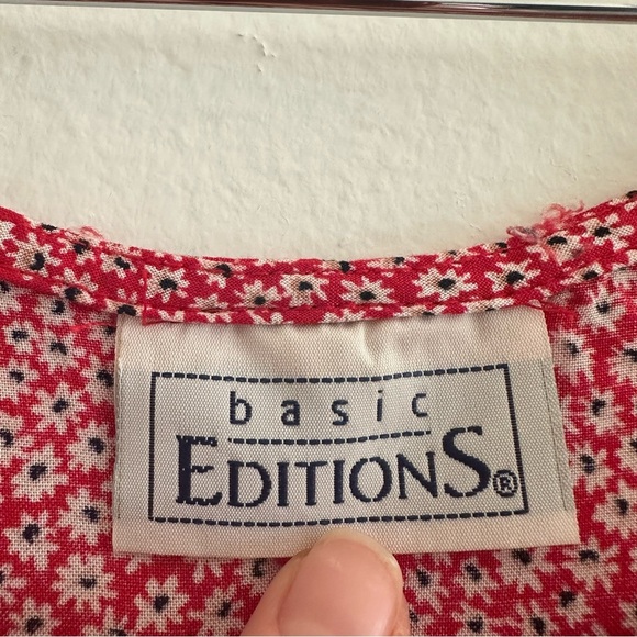 Vintage Maxi Floral Red Dress Sz M - Picture 7 of 10